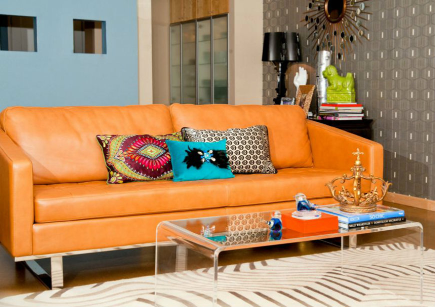Orange-leather-sofa