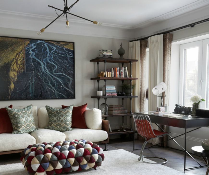 Martin Brudnizki living room project with a white sofa
