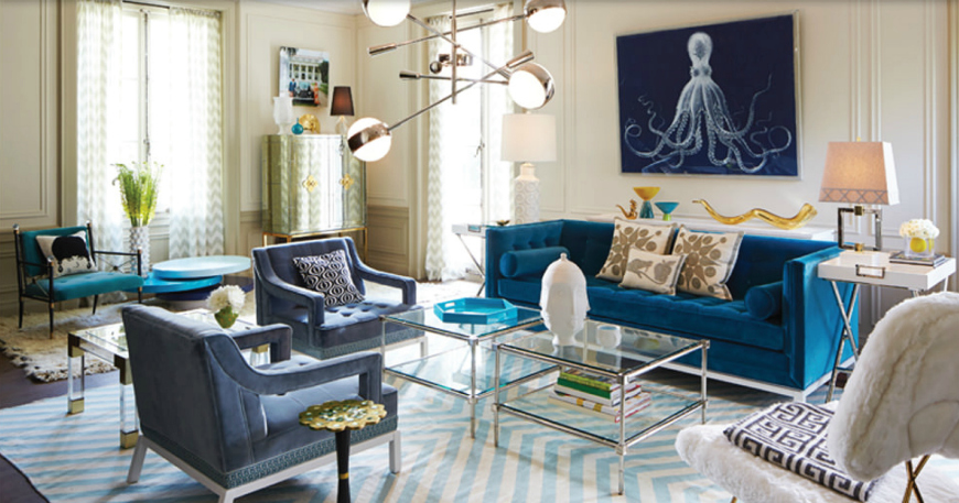 modern sofas in blue