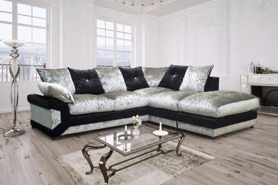 Living Room Decorated with Velvet Sofas